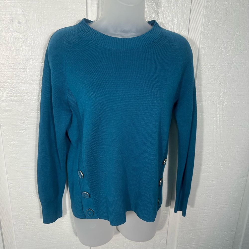 Talbots Green Long Sleeve Crew Neck Sweater Size Small Petite EUC - Picture 3 of 8
